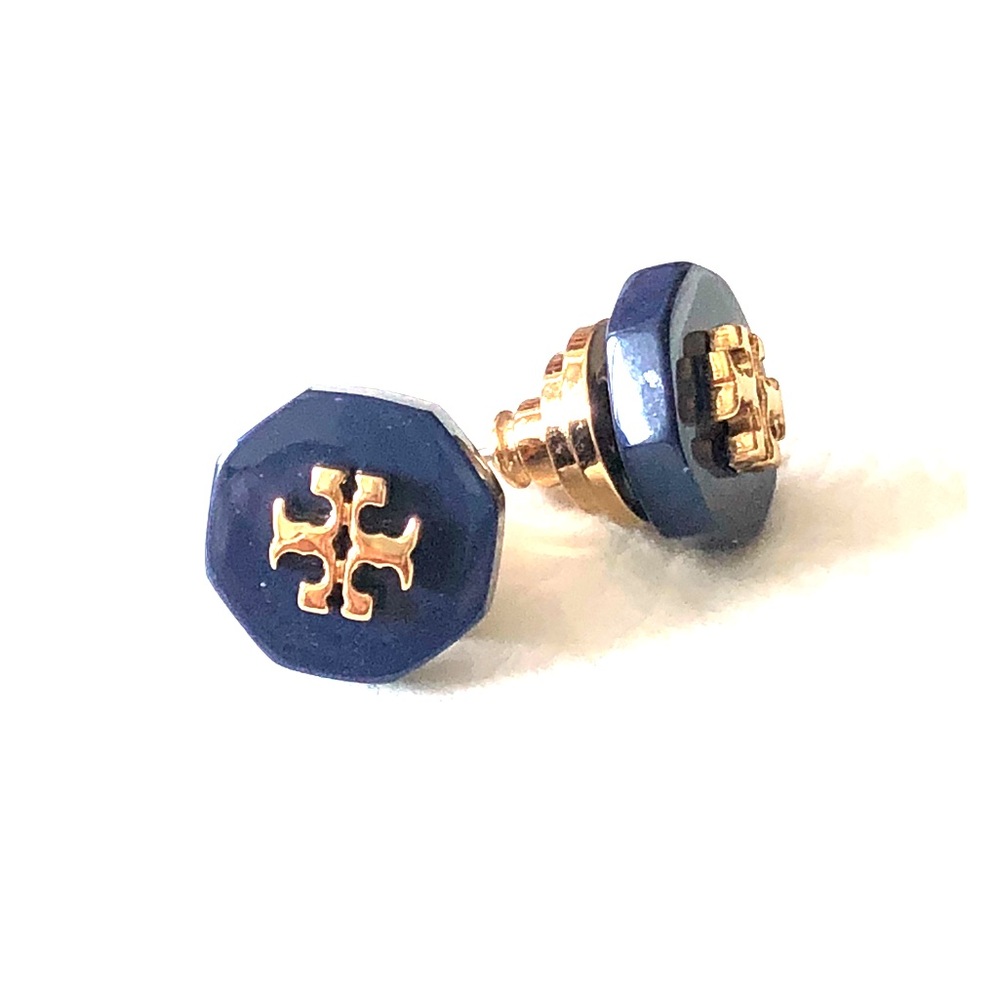 TORY BURCH Logo Flag Octagonal Stud Earrings